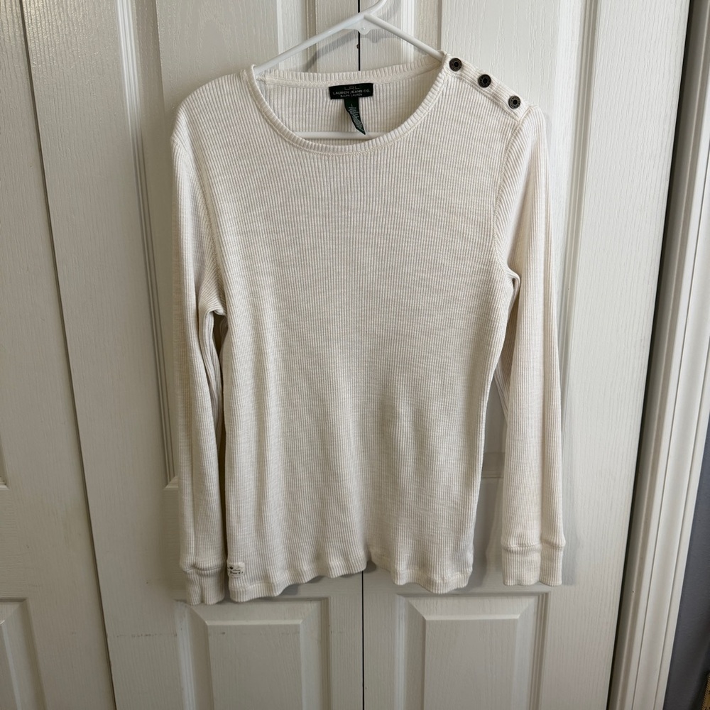 Lauren Ralph Lauren LRL white long sleeve ribbed size large
